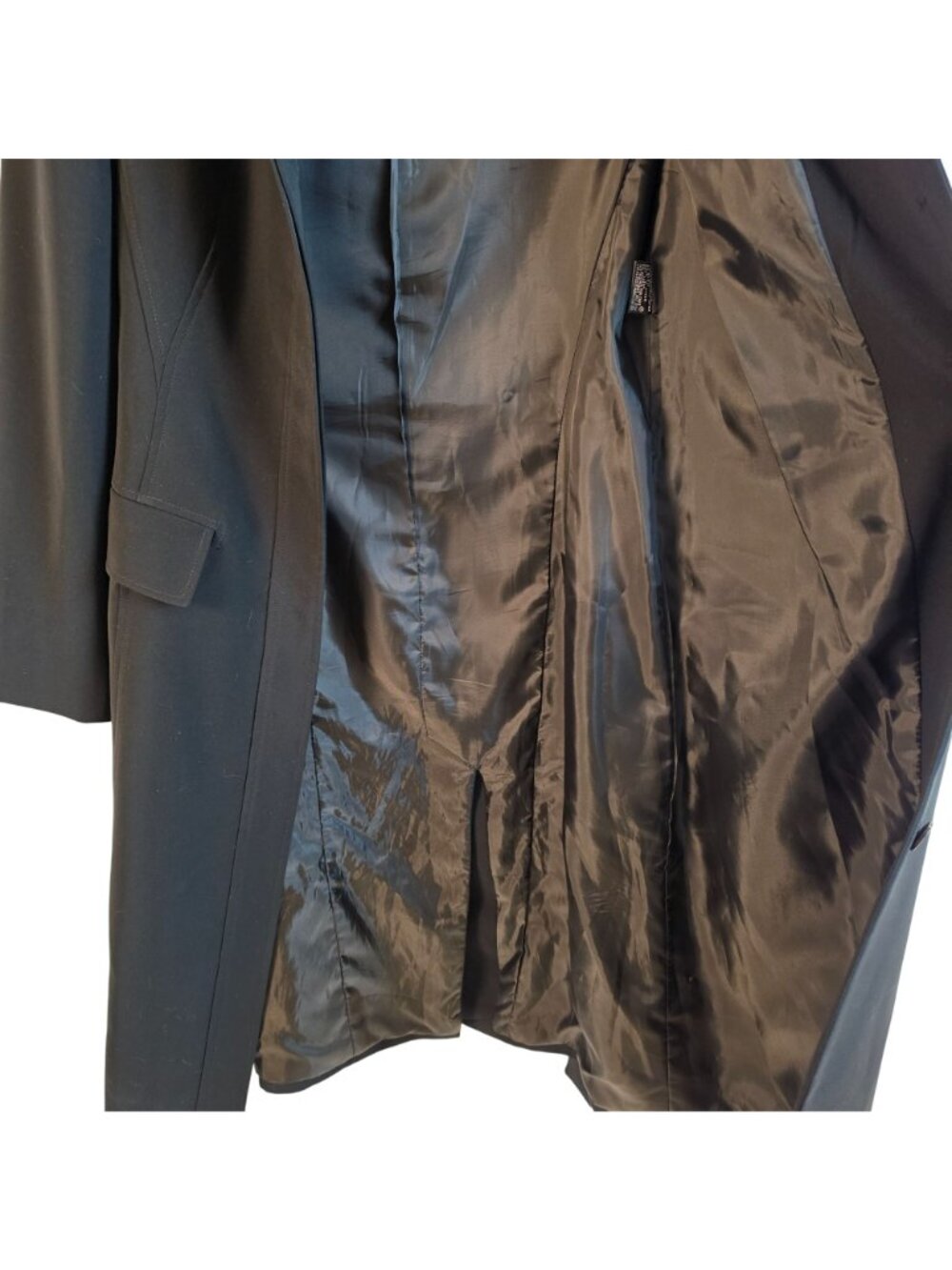 Anne Klein Black Belted Long Coat Women Size 6 Single Breasted Dress Coat - Picture 6 of 9